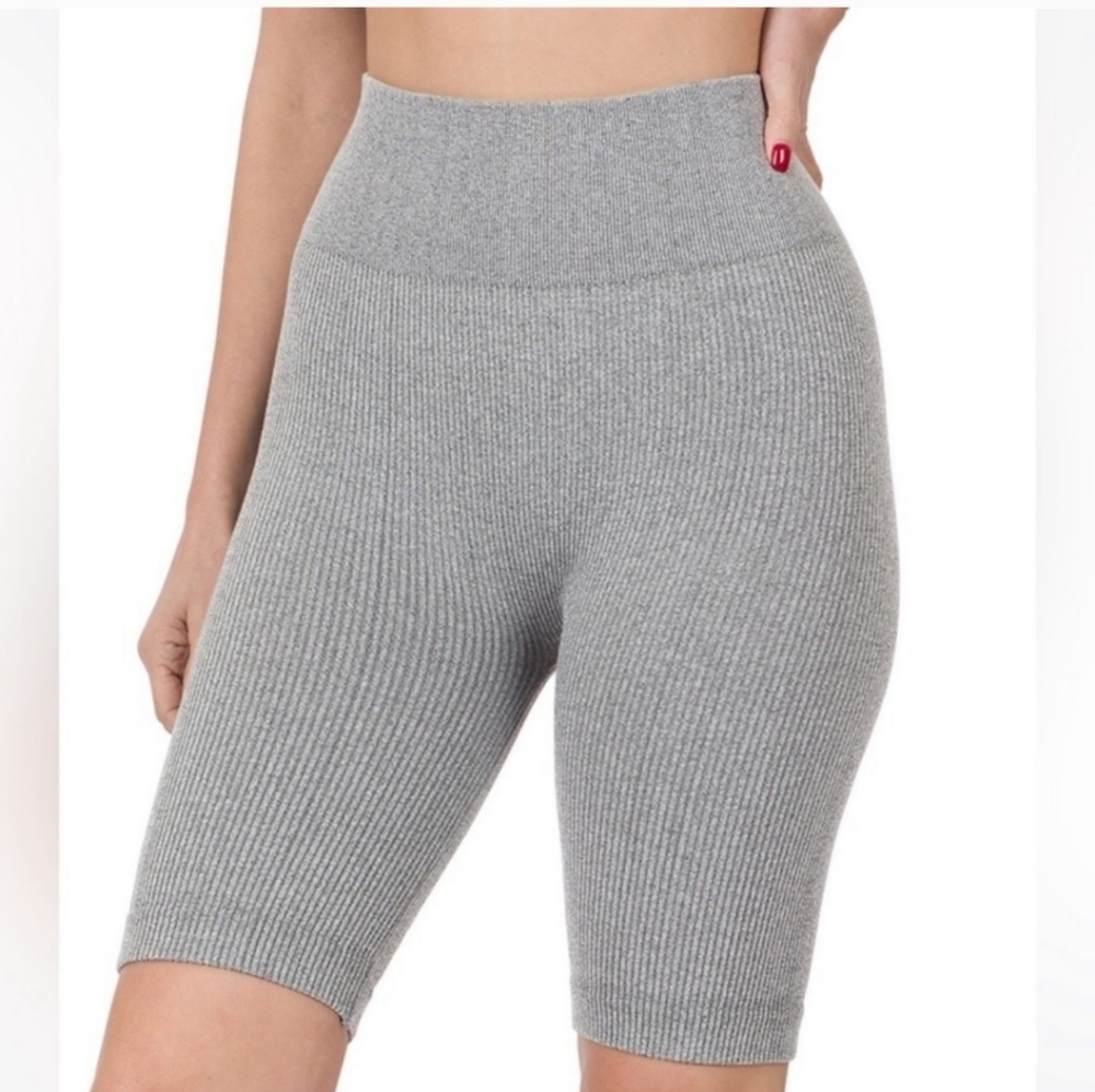 Seamless, ribbed high waisted biker shorts